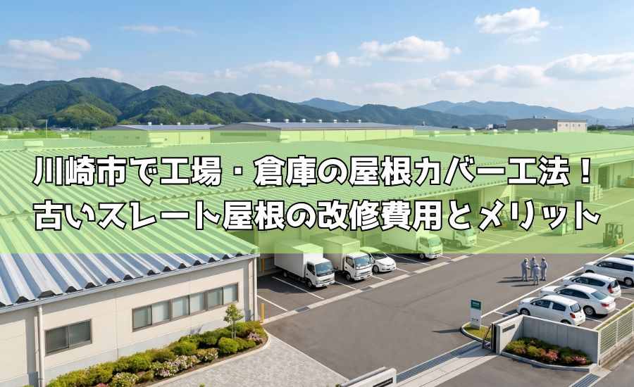 川崎市で工場・倉庫の屋根カバー工法！古いスレート屋根の改修費用とメリット
