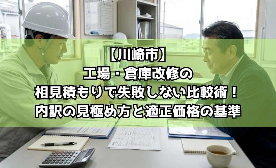 【川崎市】工場・倉庫改修の相見積もりで失敗しない比較術！内訳の見極め方と適正価格の基準
